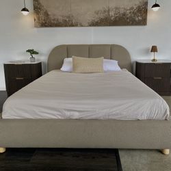 Arhaus-Style Curved Upholstered Bed Frame – Queen & King 🛏️ NEW | FREE Local Delivery 🚚 