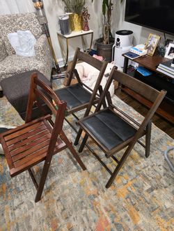 3 Outdoor Cafe Style Wooden Chairs