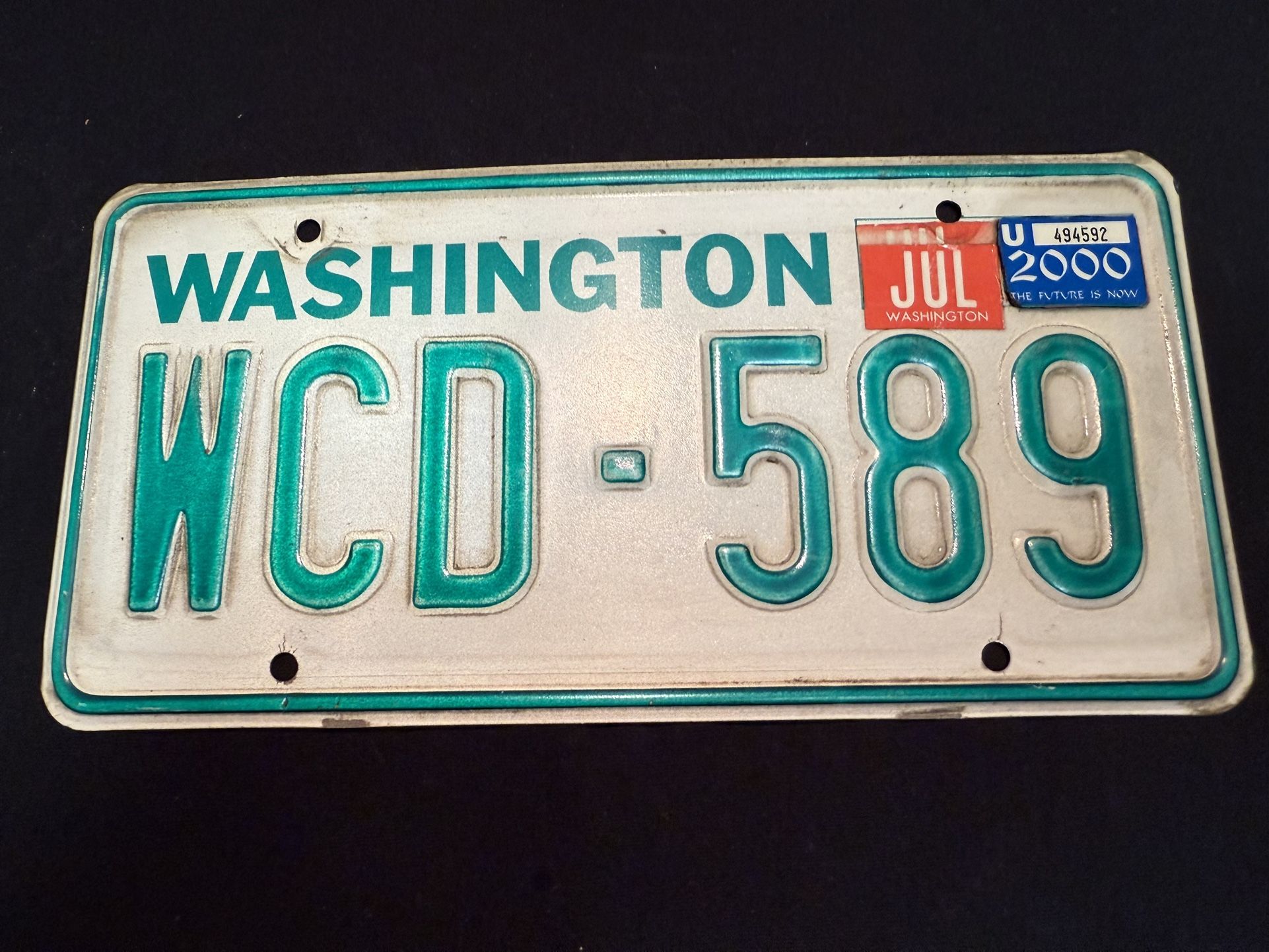Vintage Washington License Plate Raised WCD 589