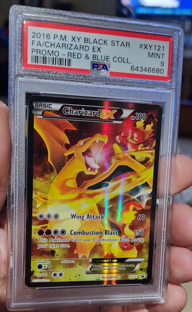 FS/NFT - PSA 9 - 2016 POKEMON CHARIZARD EX ENGLISH BLACK STAR PROMO RED & BLUE COLL. #XY121