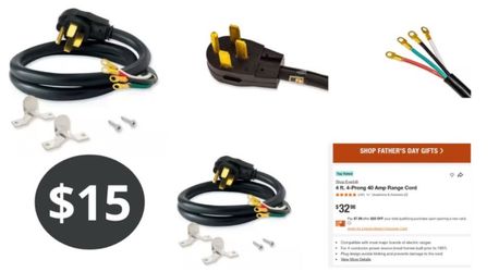 4 ft. 4-Prong 40 Amp Range Cord