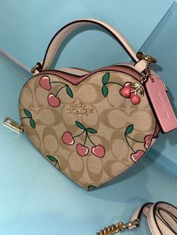 Coach Heart Shaped Cherry Print Crossbody Bag