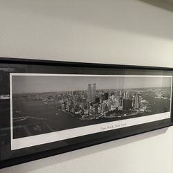 NYC Manhattan Skyline Black And White Vintage Twin Towers