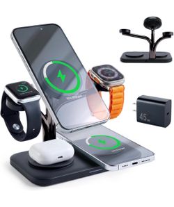45W 5-in-1 Magnetic Charging Station for Samsung Galaxy, Dual Phone & Dual Watch Wireless Charger Stand with Buds Charging, for Galaxy S26 Ultra/S25/Z