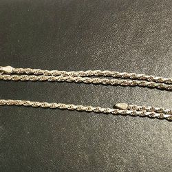 18k Sold White Gold Diamond Cut Rope Chain