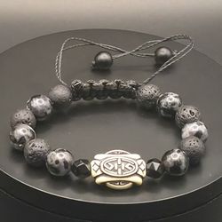 handmade bracelet Natural Gemstones!!Snowflake Obsidian 