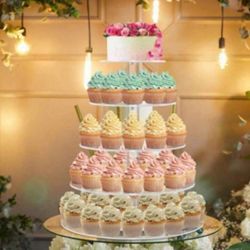 Acrylic Transparent Cake Display Stand, Wedding Birthday Party Dessert Pastry Bakery Display Rack