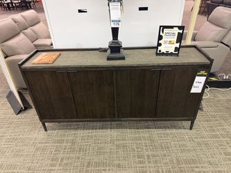 4-Door Sideboard / Credenza with Stone Top - Dark Brown | Buffet | Dining Room Server