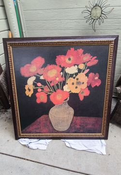 Large picture. poppy bouquet framed art