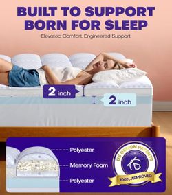 Dual Layer 4 Memory Foam Mattress Topper - Cooling Gel + Pillow Top (Queen)