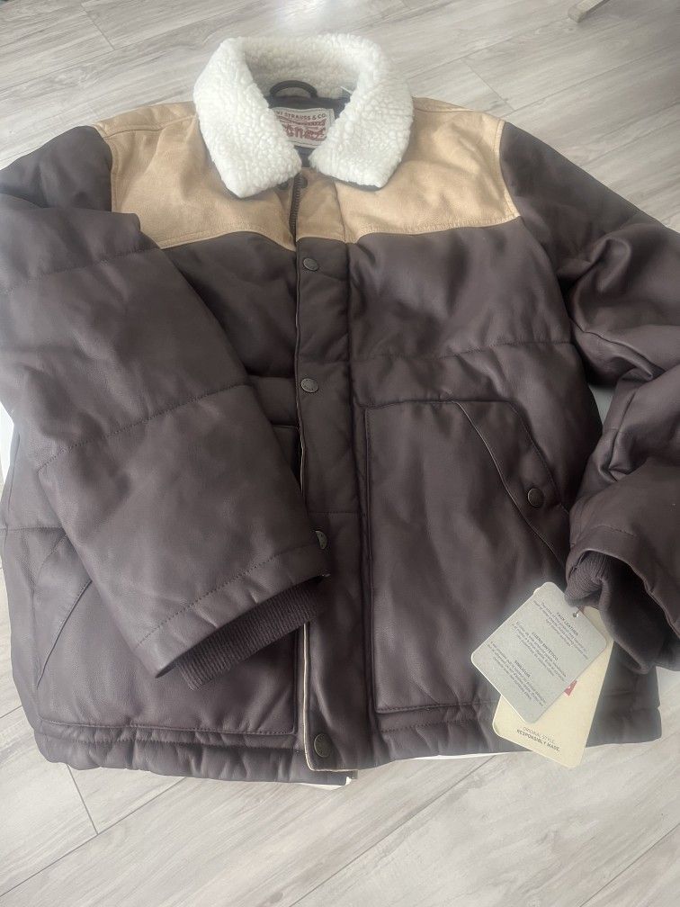 Brown Faux Leather Levi's Jacket