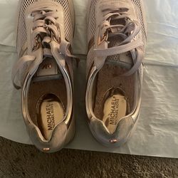 Michael Kors Olympia Mesh & Leather Sneakers – Blush Rose Gold