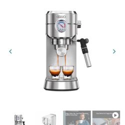 Compact Espresso Coffee Machine with Milk Steam Wand