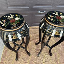 2 Vintage Royal Ladies Mother Of Pearl Plant Stands