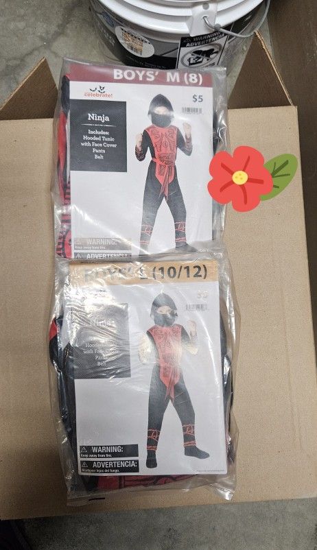 NEW Ninja Costume Size M (8), L (10-12).
$5 each.