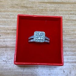 14k White Gold Diamond Engagement Set Size 8.5
