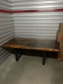 Hillsdale Live Edge Sheesham Wood Dining Table, Seats 6