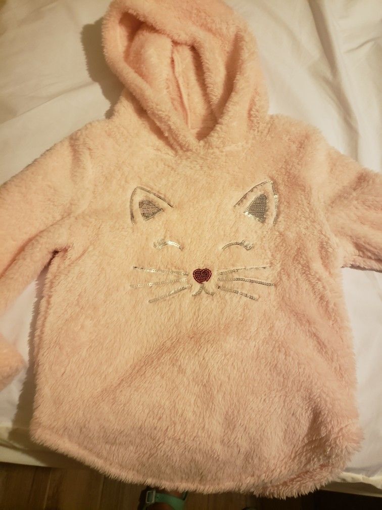 Girls Fluffy Cat Hoodie Size 7