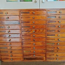 Antique Watch Makers Cabinet Drawers Oak
