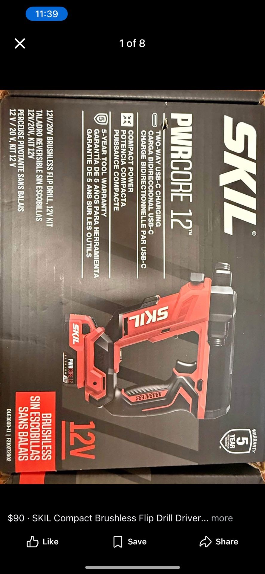 SKIL Compact Brushless Flip Drill Driver with Double Collect Flip Head, Torque Settings & Magnetic