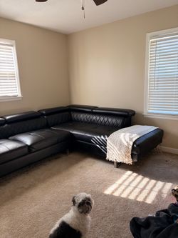 Black Leather Sectional Sofa