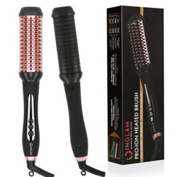 InGlam Hot Brush and Volumizer Brush with Pro-Ion Heated, Hair Straightener Brush, Anti -Static