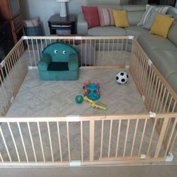 Harppa Wooden Baby Gate playpen 72" W x 79"L x 24" Inches High 