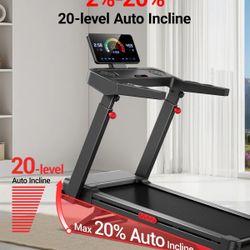 Foldable Treadmill 20% AUTO Incline with Pulse Sensors 8.7MPH