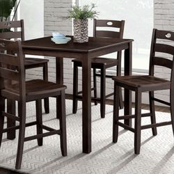 Brand New Espresso 5pc Counter Height Dining Table Set