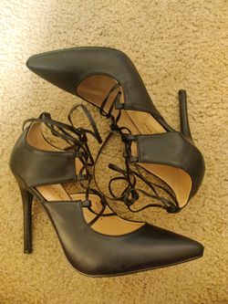New Black Lace-Up Heels