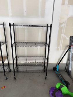 Black Wire Shelving Unit with Wheels