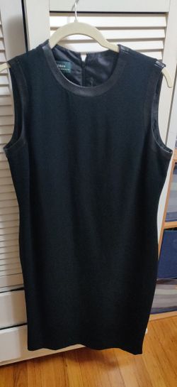 Black Ralph Lauren Crepe Cocktail Dress With Faux Leather Trim Size 10 NWOT