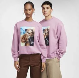 Nike SB Skate Fleece Crew Neck Plum Dust Graphic Print Dog Size Large New $85
