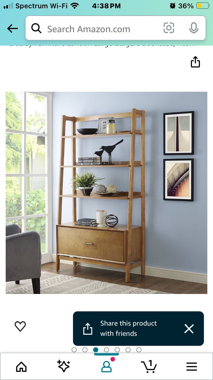 Mid Century Modern Etagere Bookcase With Drawer Acorn Finish 