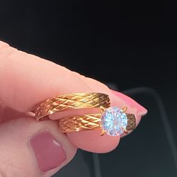 New rings set gold plated over stainless steel