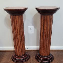 Vintage Wooden Pedestal Column (Set of 2)