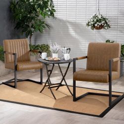 Set of 2 Faux Leather Chairs
