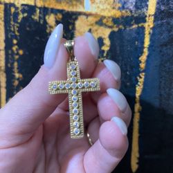 14k CZ CROSS CHARM 