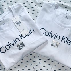MENS CALVIN KLEIN BRILLIANT WHITE T-SHIRTS SIZE : LARGE