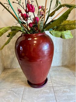 Large Glazed Maroon Vase