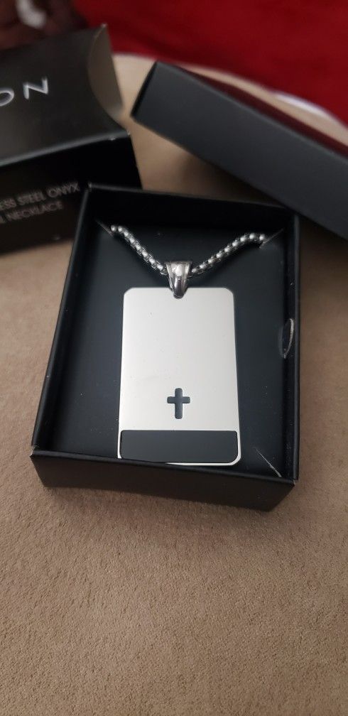 Men’s Stainless Steel Onyx Spiritual Necklace