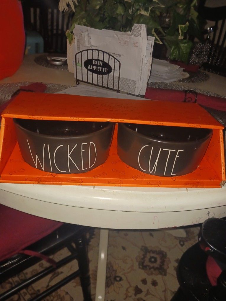 Rae Dunn Brand New Larg Pet Bowls Set 9 Firm