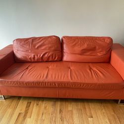 Orange Leather Couch - $100