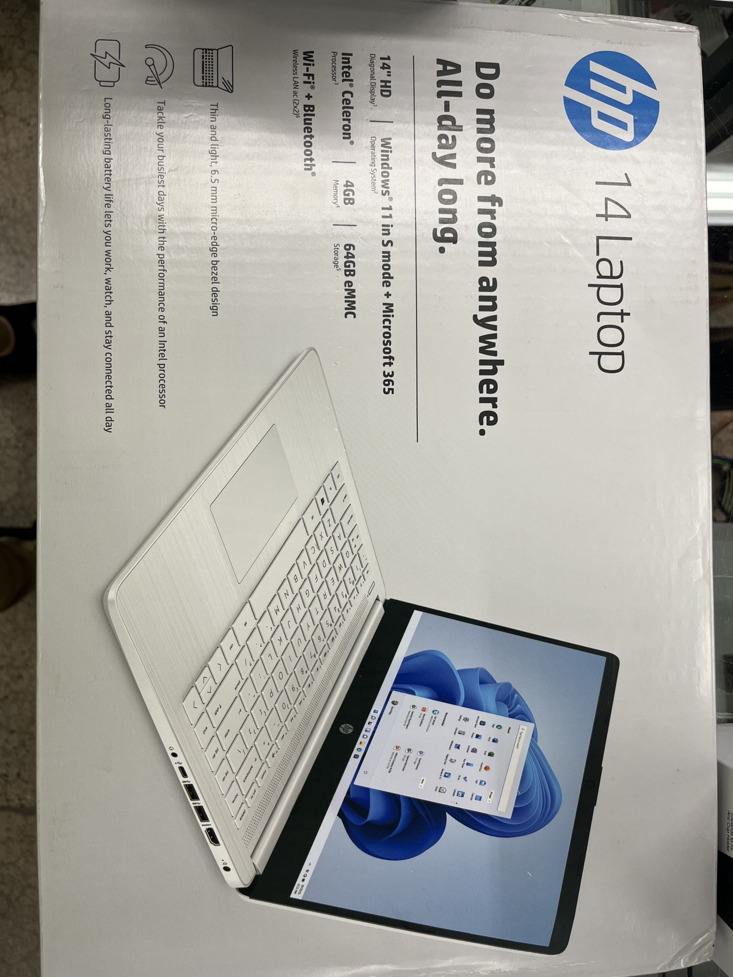 HP 14” Laptop White Intel Celeron