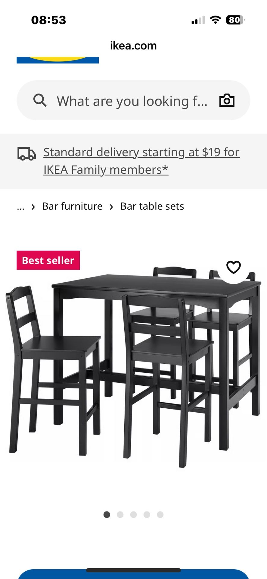 IKEA Bar Height Table and 4 Chair Set