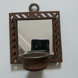 Vintage Brass Mirror 4 1/8" H x 4 1/8" W