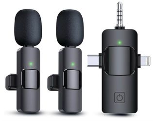 PQRQP Lavalier 3 in 1 Wireless Microphones for iPhone, iPad, Android, camera, USB-C microphone, 7-hour battery, mini microphone with noise reduction f