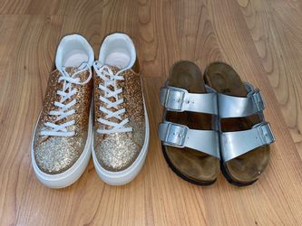 LOT of Designer Woman’s Shoes Sparkle Metalluc Sneakers Straps Sandals Women’s Size 7-7.5