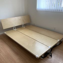 Floyd Bed Frame Queen With Headboard In Birch W/ White Hardware 