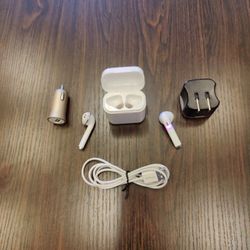 Wireless Bluetooth Earbuds kit Earbuds + charger case + cable + car outlet charger + compact adapter charger brick